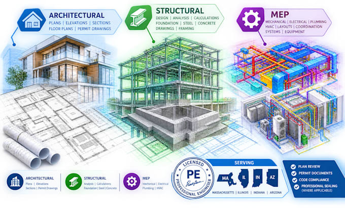 architect structural engineer mep engineering in ma il in az USA