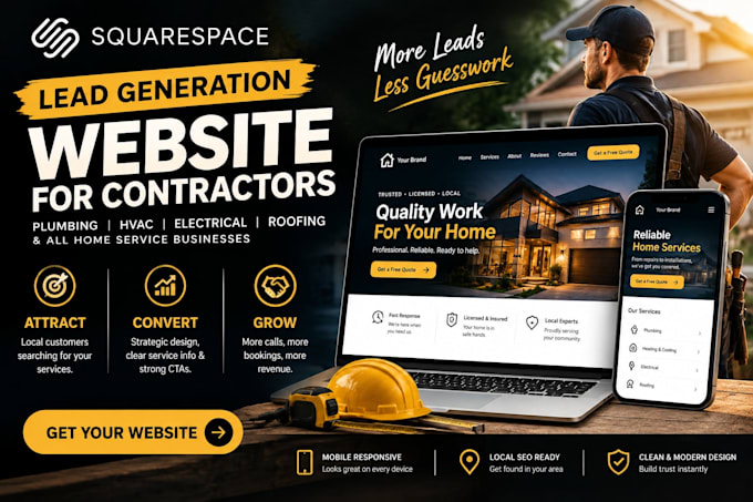 build a lead generation squarespace website for your contractor business