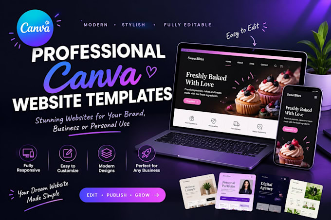 design a professional canva website template