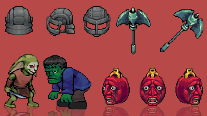 create pixel art game sprites, items, and icons