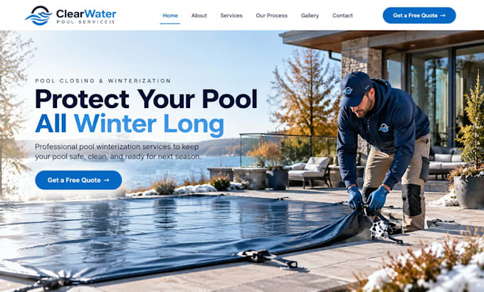 design wix pool winterization website pool closing company maintenance website