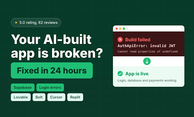 fix supabase login, supabase errors in your lovable or bolt app