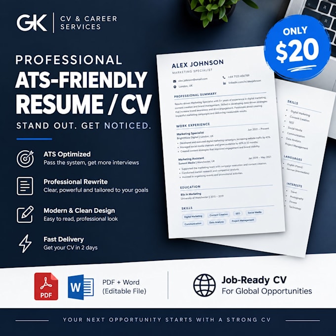 create or improve your professional CV resume