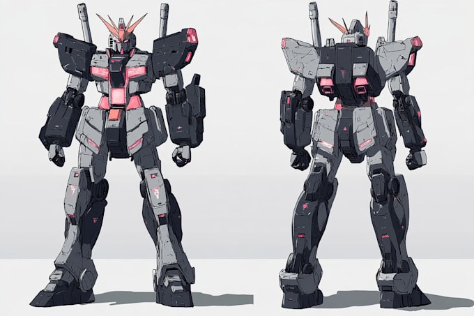 make gundam character illustration and robot art