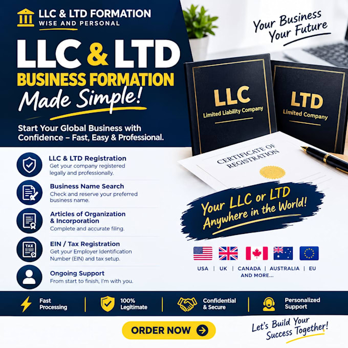 set up llc and ltd business wise