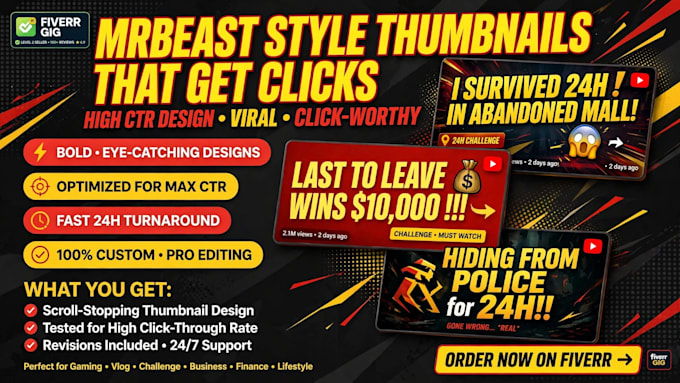 design clickbait mrbeast style youtube thumbnail that gets clicks