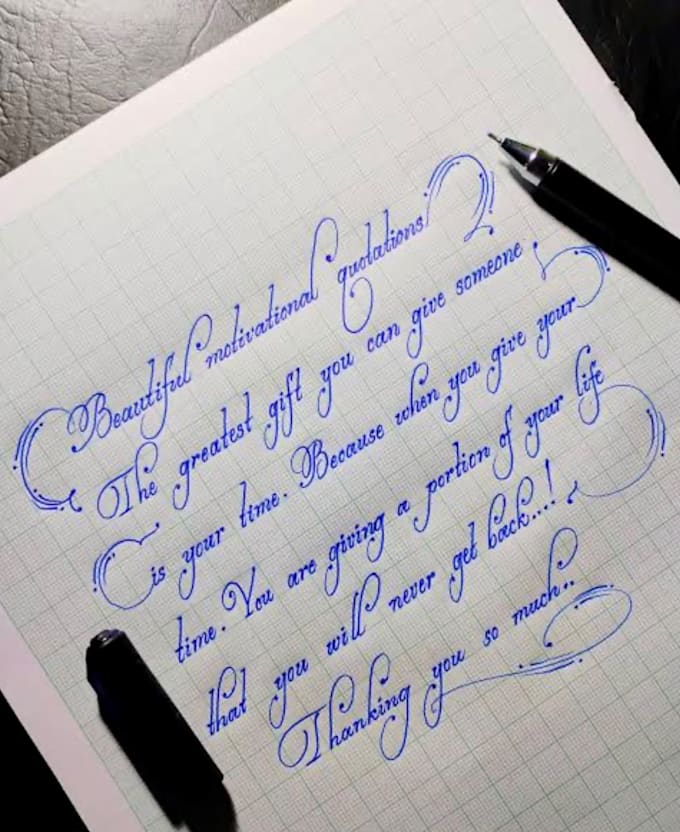 do beautiful cursive handwriting for you