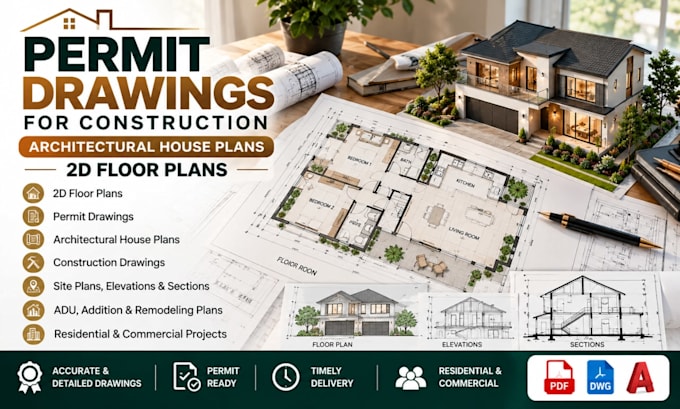 draft permit drawings for construction, architectural house plans 2d floor plans