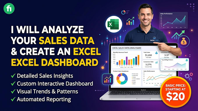 analyze your sales data and create an excel dashboard