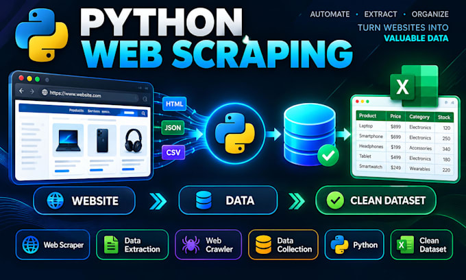 build python web scrapers for website crawling, data extraction, and collection