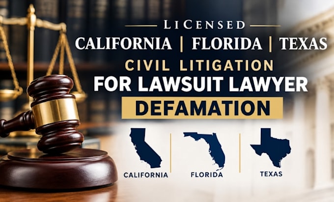 licensed california florida texas civil litigation for lawsuit lawyer defamation