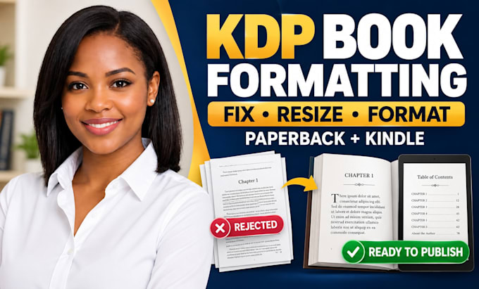 resize, edit, fix rejected book for amazon kdp book formatting, book publishing