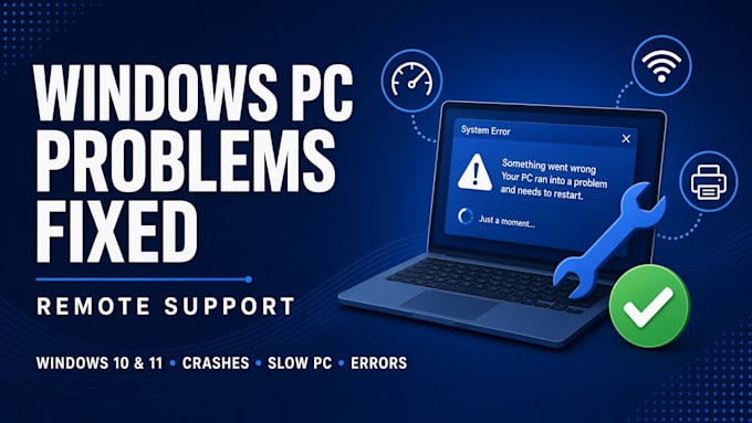 remotely fix windows 10 and 11 errors, crashes and slow PC problems