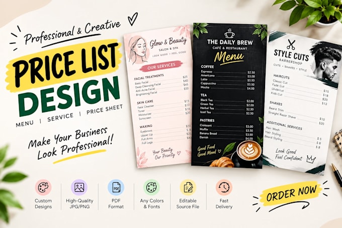 design a modern price list flyer