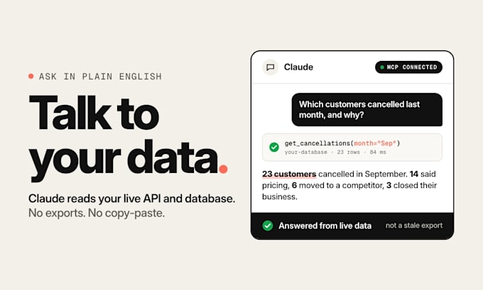 build a custom mcp server connecting claude to your api or database