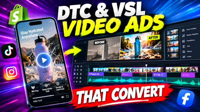 create dtc,vsl, product video ads for your shopify
