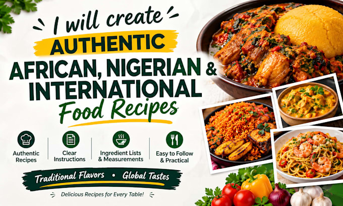 create authentic african, and international food recipes