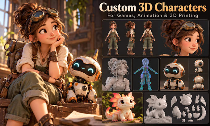 create custom 3d character models for animation, games, and 3d printing