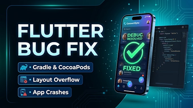 fix flutter bugs, build errors, and UI layout issues