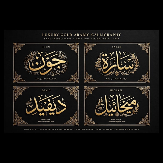 design luxury gold arabic calligraphy tattoo and name tattoo