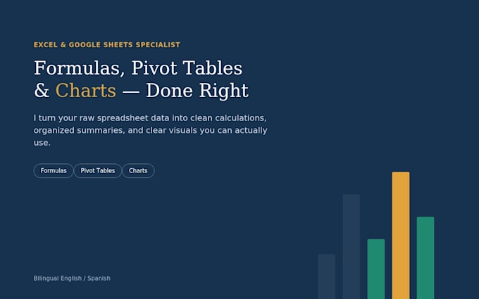 do excel calculations, pivot tables and charts