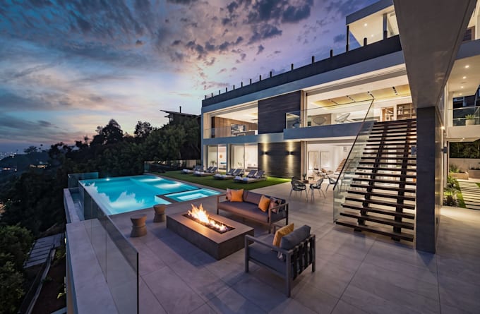 do outdoor landscape and pool lighting design with 3d visualization