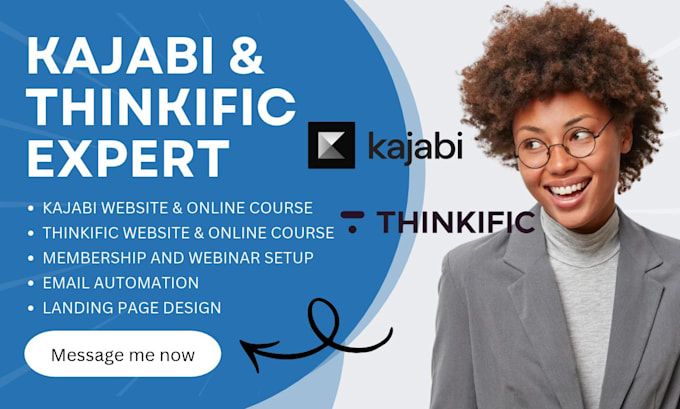 setup kajabi online course, thinkific website, kajabi website, thinkific course