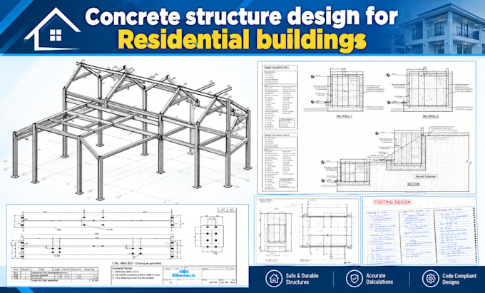 provide concrete structure design for residential buildings