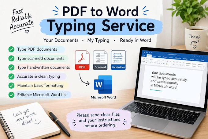 type PDF or handwritten documents into word
