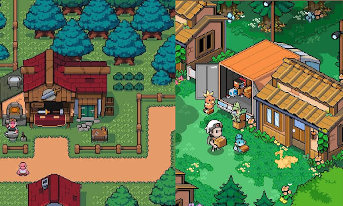 do 2d pixel art tileset game art tile map pixel character sprite sheet animation