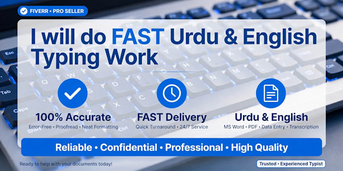 do data entry,typing work and urdu translation