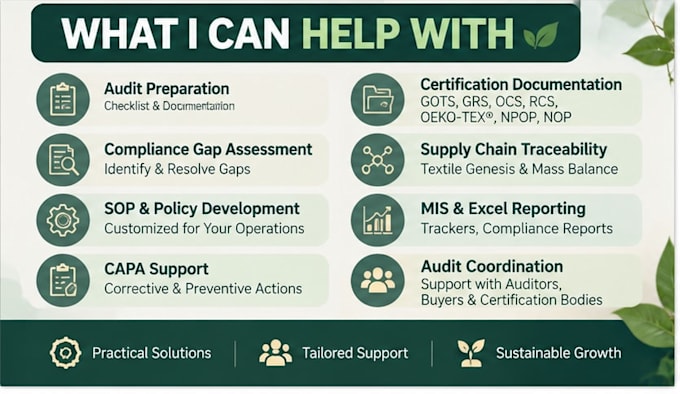 provide textile compliance and audit support