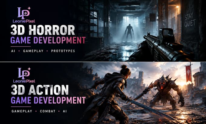 develop 3d action or horror game in unity with custom game play