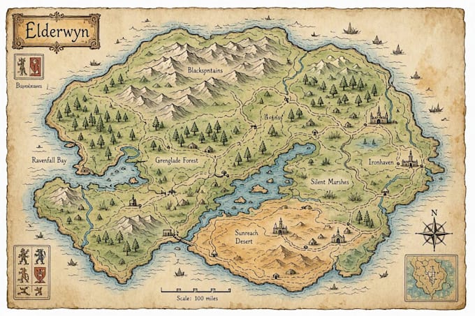 draw fantasy map design or map illustration for you