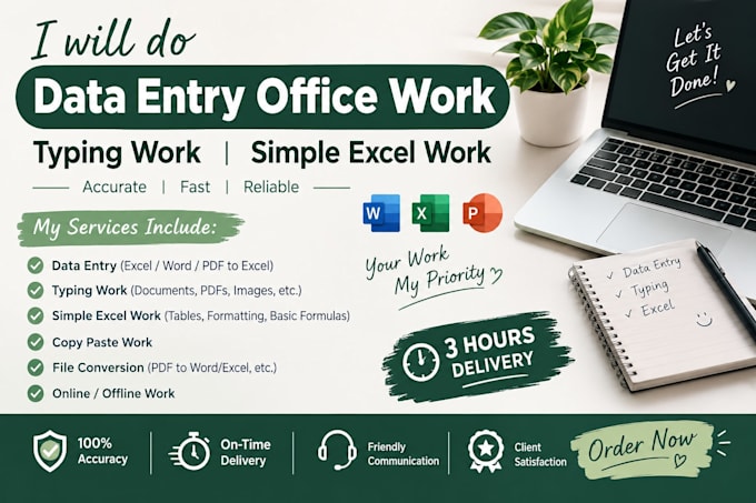 do data entry, typing work , simple excel work and office work