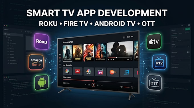 develop smart TV roku, fire TV, android TV, apple TV, iptv and ott apps solution