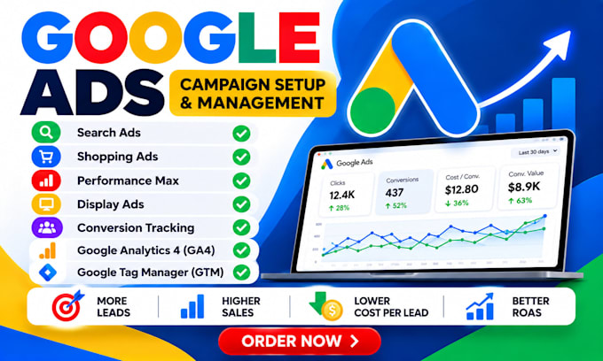 manage google ads adwords, shopify PPC campaigns and conversion tracking expert