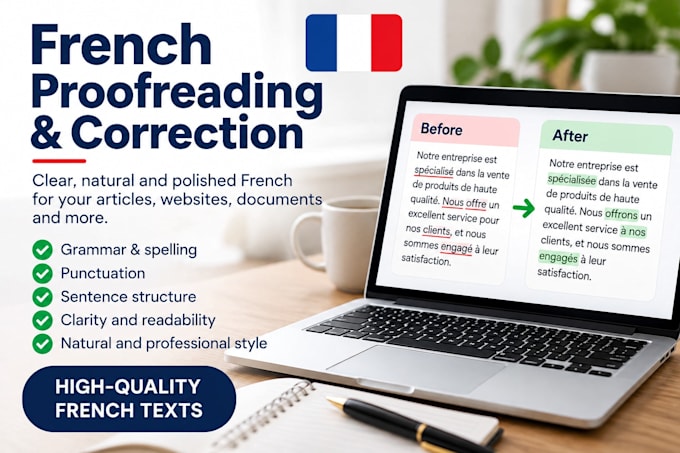 proofread, correct and improve your french text