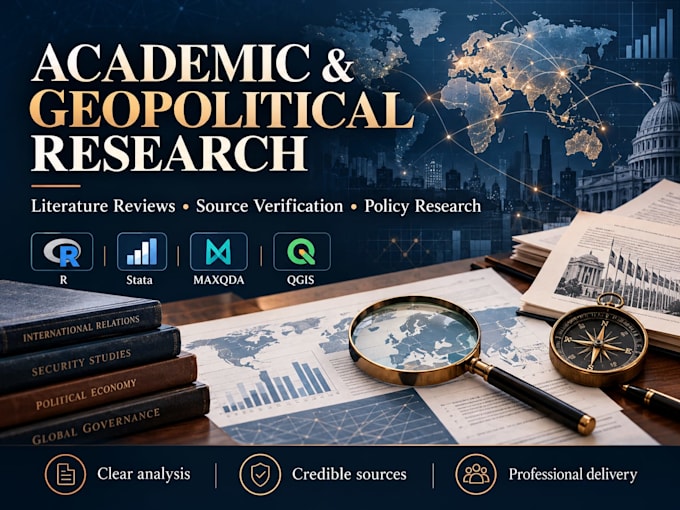 conduct professional academic and geopolitical research