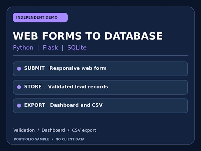 build a python web form with database and CSV export
