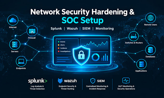 do  network and system security hardening and soc setup