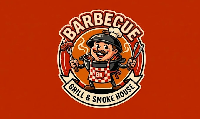 make modern style for barbecue mascot logo design