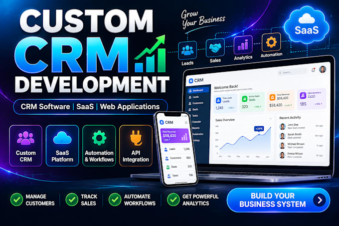 develop custom CRM software saas web applications and business systems