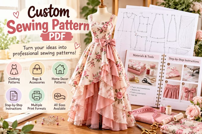 create custom sewing patterns and professional printable PDF guides