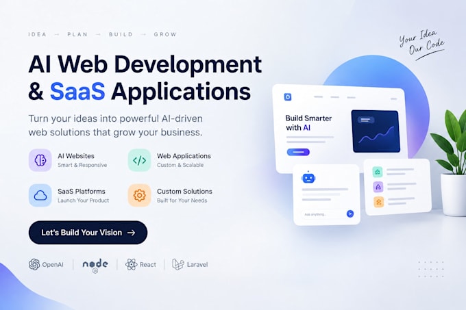 develop an ai website, web app or saas application