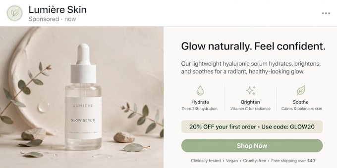 design fb ads, google ads, product editing