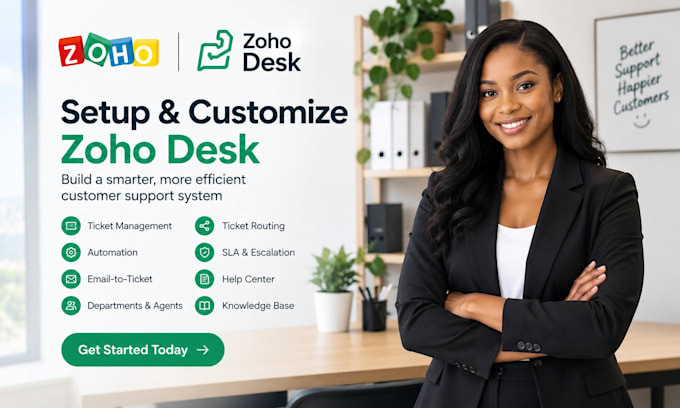setup and customize zoho desk ticket management, automation and customer support