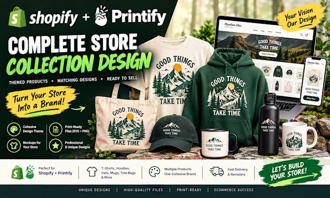design a complete printify product collection for shopify