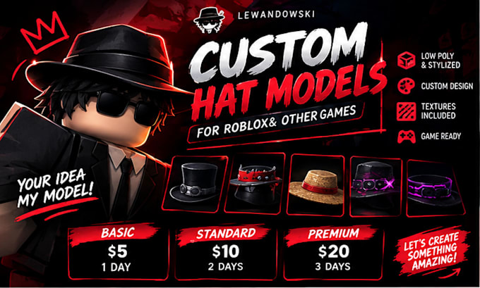 create a low poly hat model for roblox