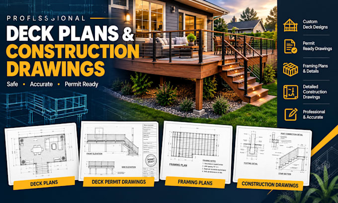create deck plans, deck permit drawings, framing plans and construction drawings